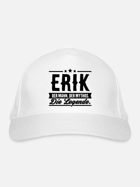 Mann Mythos Legende Erik - Bio-Baseballkappe - Weiß - Vorne