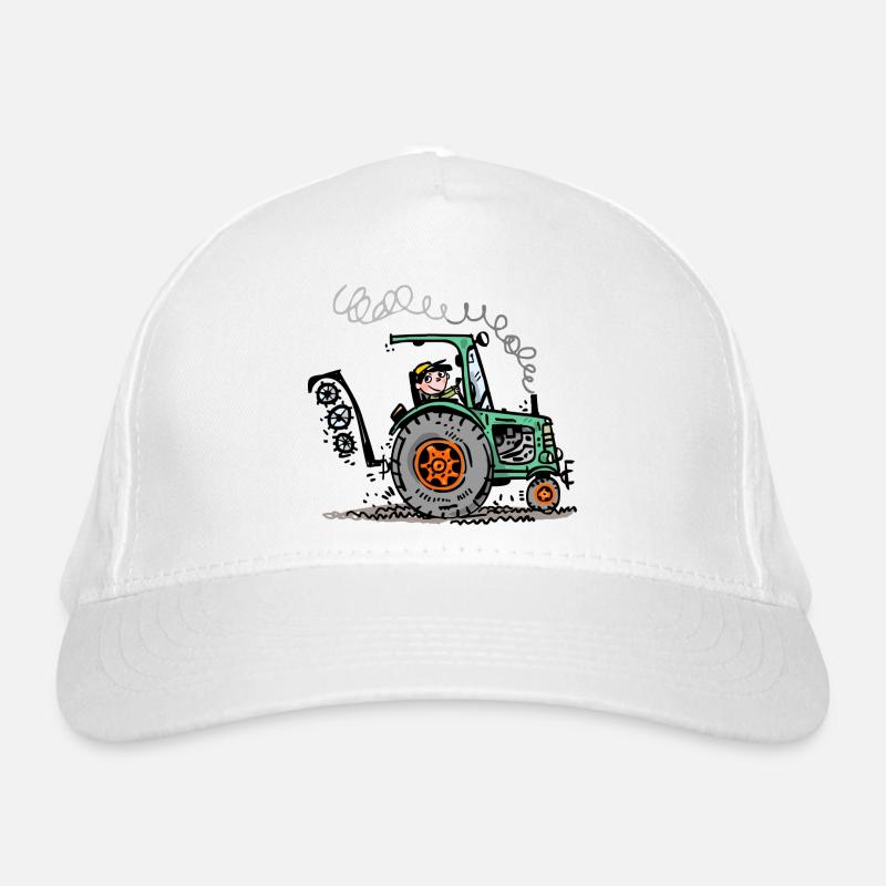 Grüner Traktor Cartoon Bio-Baseballkappe