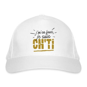 Je m'en fous, je suis ch'ti ! humour chti du Nord - Casquette classique bio - blanc - Devant
