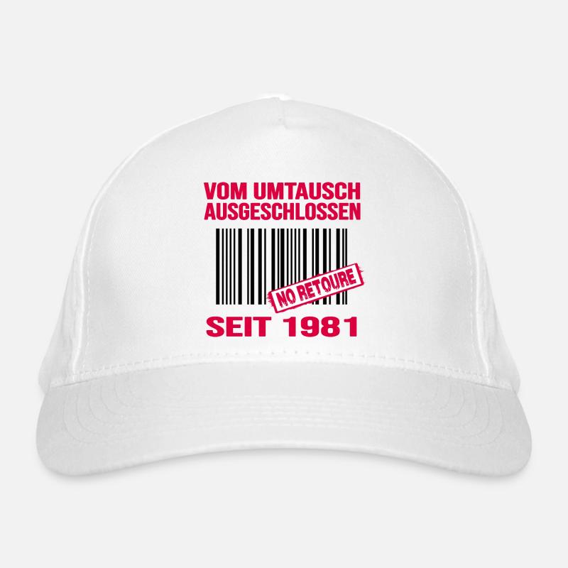1981 geburtstag jubiläum barcode retoure Bio-Baseballkappe