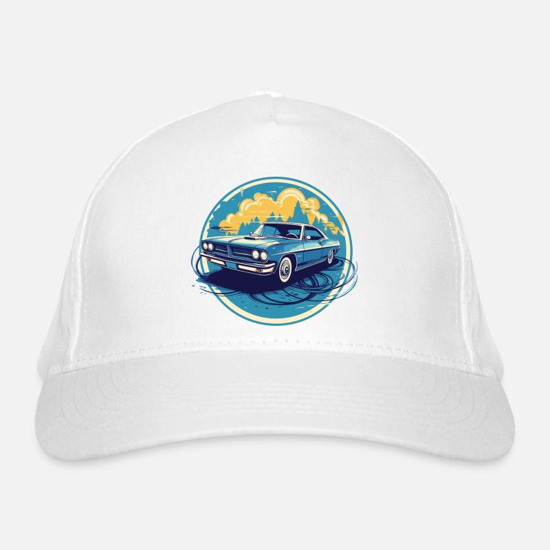 Vintage blauer amerikanischer Oldtimer Bio-Baseballkappe