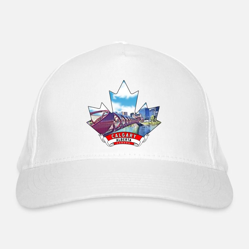 Calgary, Alberta Canada Feuille d’érable - Casquette classique bio - blanc
