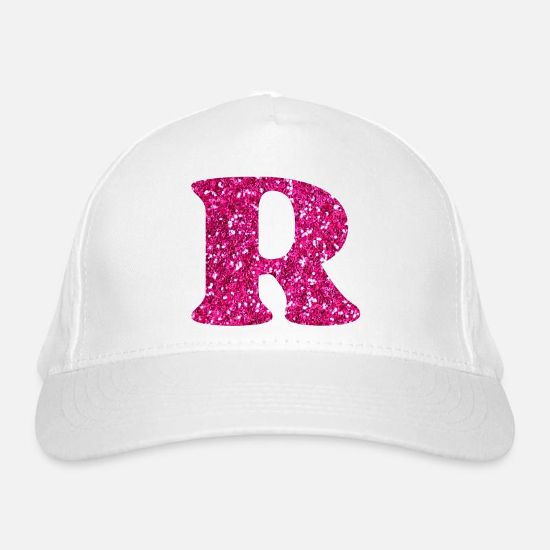 Glitzer rosa Buchstabe r Bio-Baseballkappe