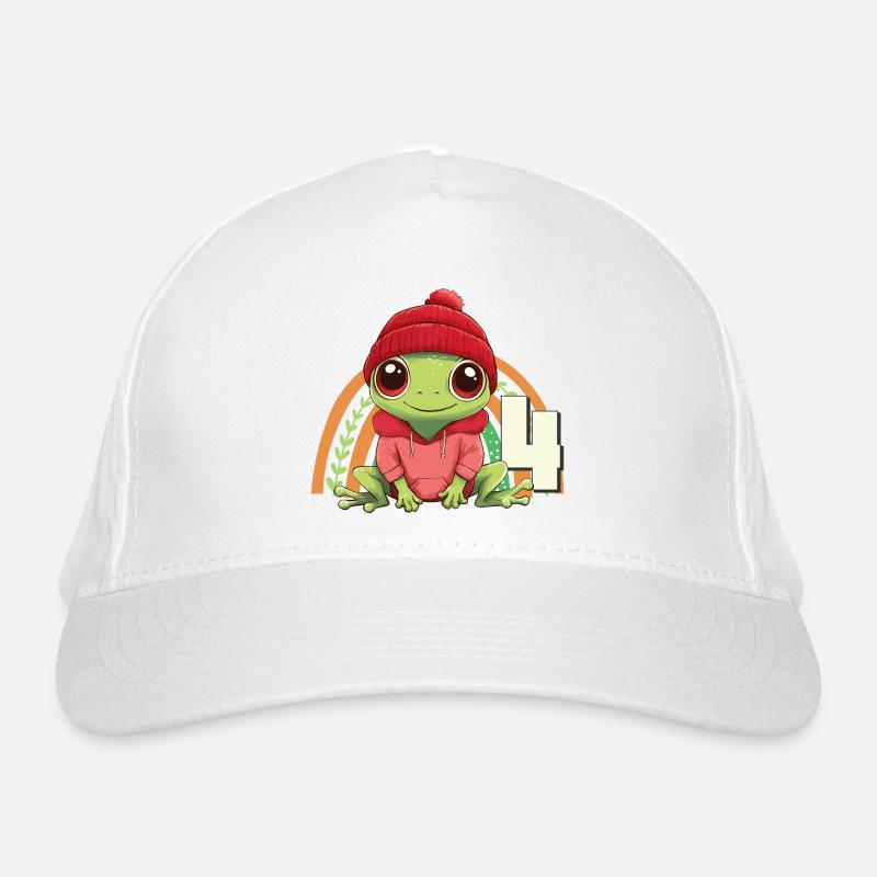 4th Birthday Frog Rainbow Cute Cute Organic Baseball Cap