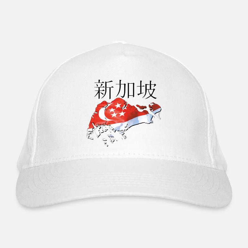 Drapeau de Singapour sur la carte de Singapour SG Casquette classique bio