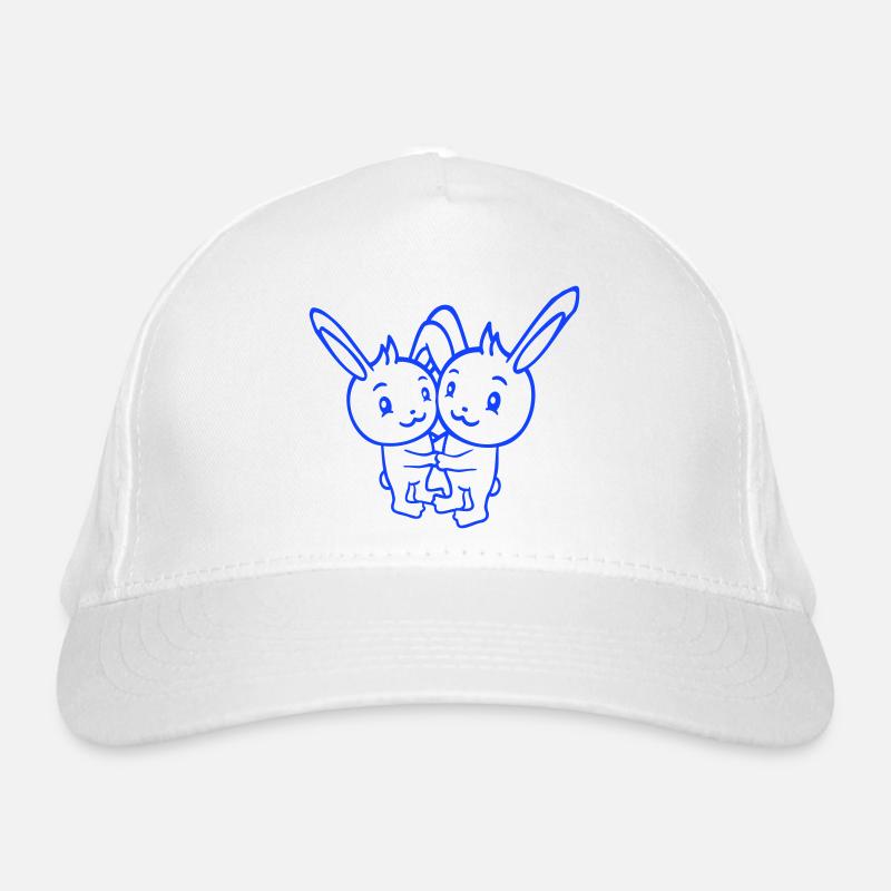 2 Hasen Zwei Freunde Team Crew Paar Umarmung Süß Bio-Baseballkappe
