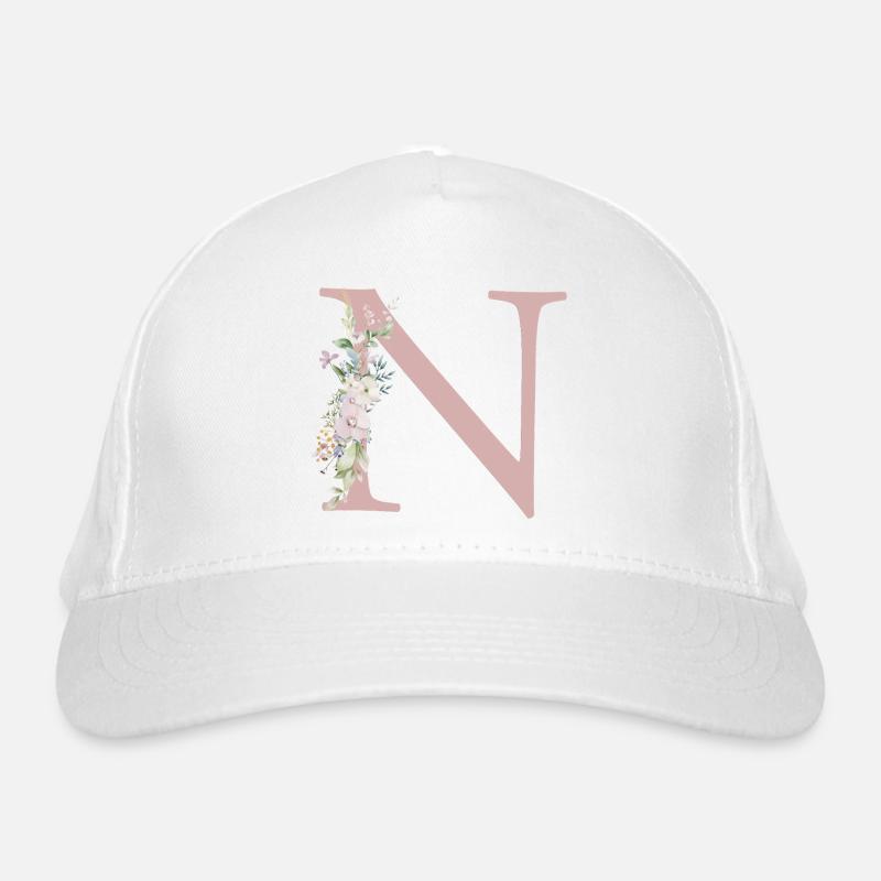 N Monogram, Floral, Personalizable Organic Baseball Cap
