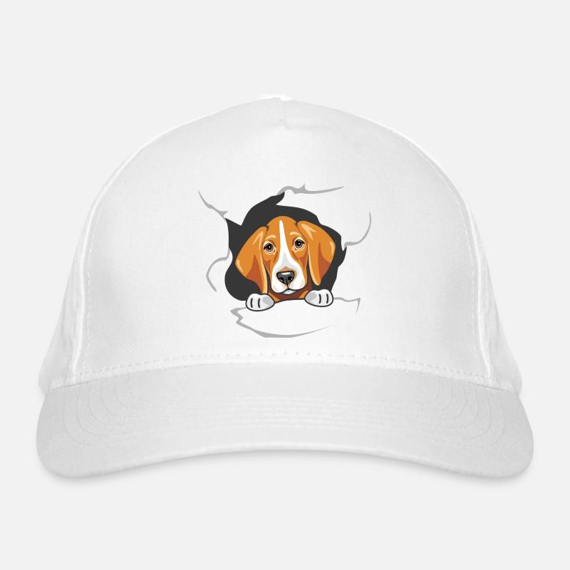 Foxhound peeps through torn paper Organic Baseball Cap