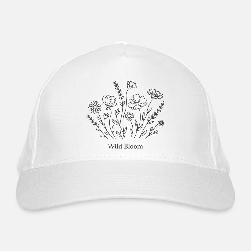 Floral Line Art Organic Baseball Cap