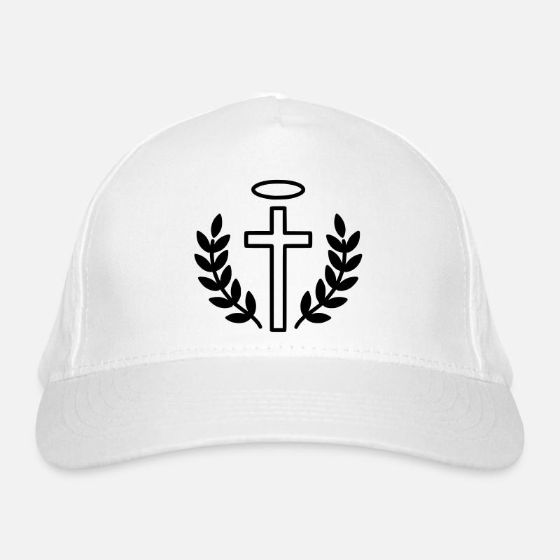 Christliches Kreuz mit Heiligenschein & Lorbeer Bio-Baseballkappe