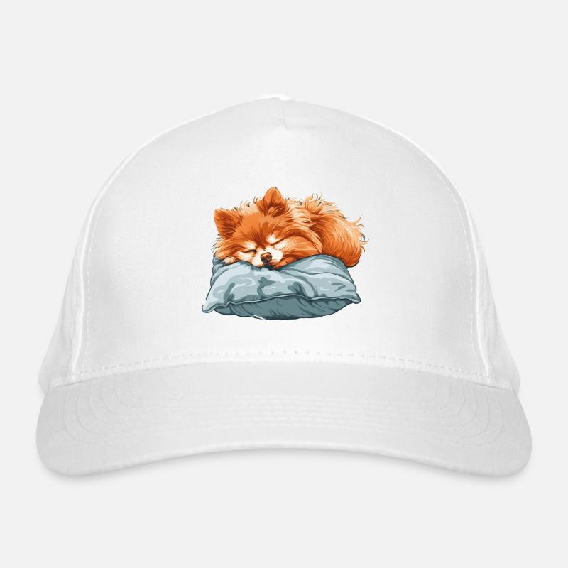 Sleeping Spitz on pillow Organic Baseball Cap