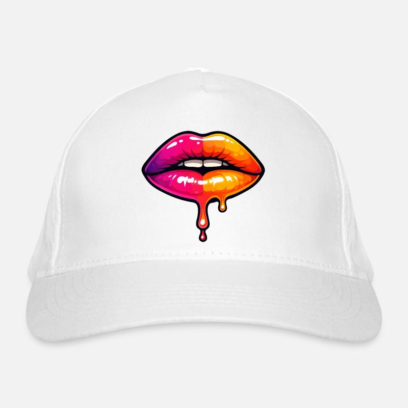 Dripping Neon Lips Organic Baseball Cap