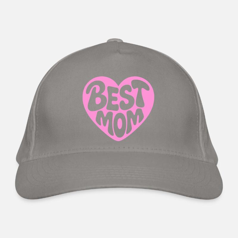 Best Mom Heart Design Organic Baseball Cap