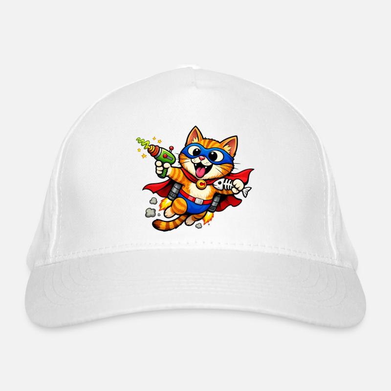Superheldenkatze im Flug Bio-Baseballkappe