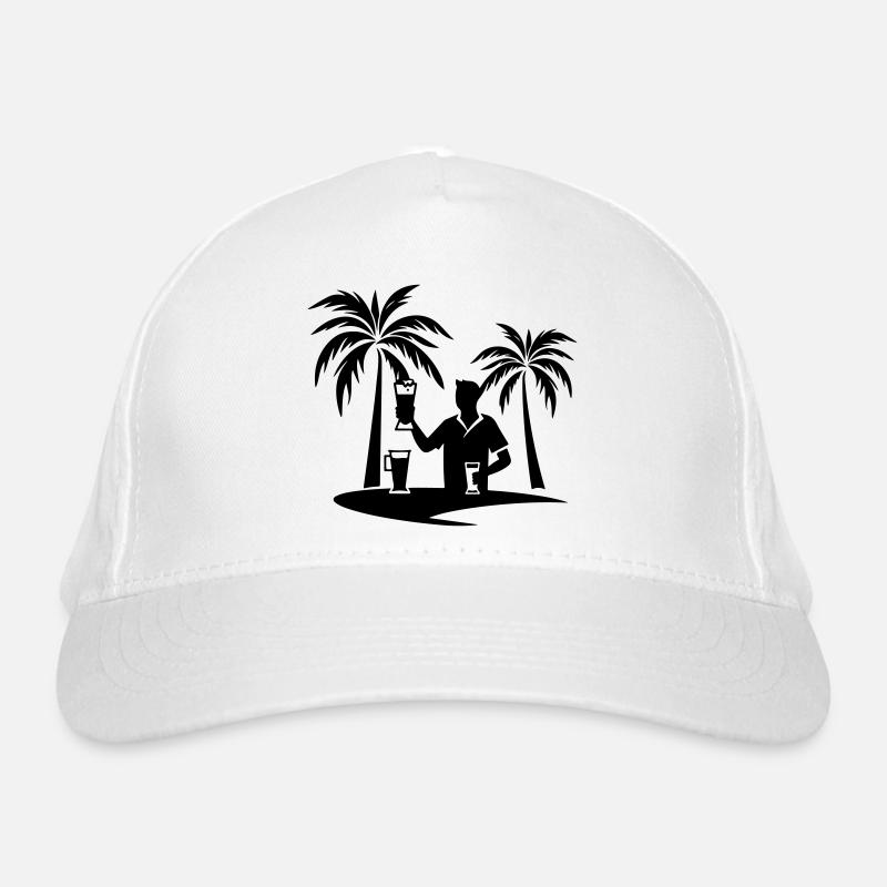 Silhouette de plage de palmiers de vacances Casquette classique bio