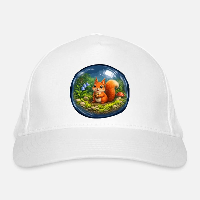 Märchenhörnchen in Glaskugel Bio-Baseballkappe