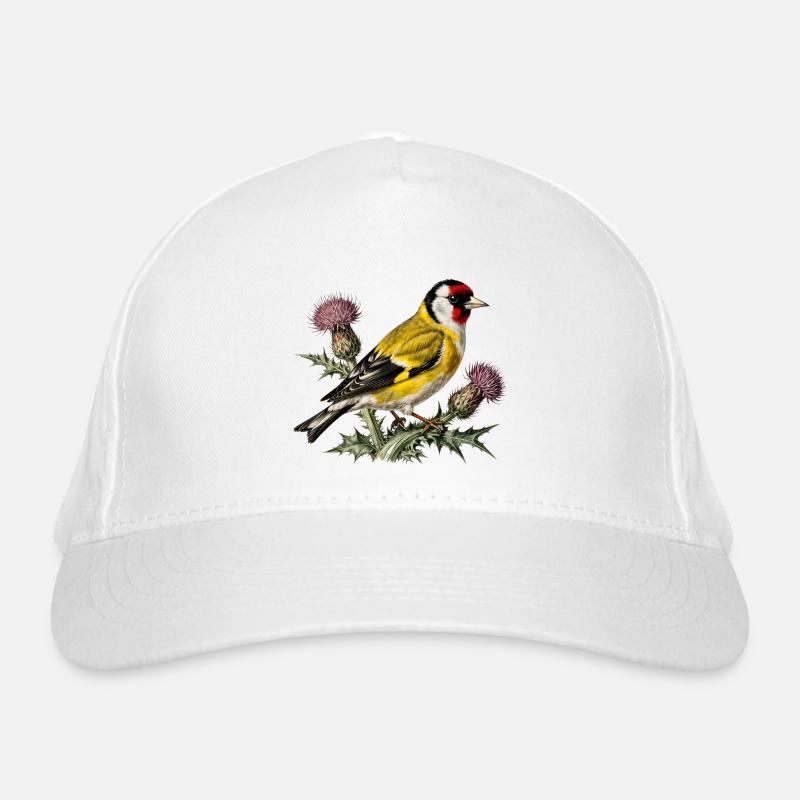 Amerikanischer Stieglitz auf der Distel Bio-Baseballkappe