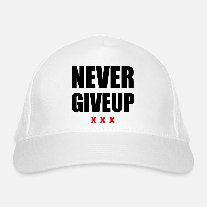 Never Give Up Black/Red Organic Baseball Cap
