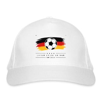 Deutsche Flaggenfußball-Kunst - Bio-Baseballkappe - Weiß - Vorne