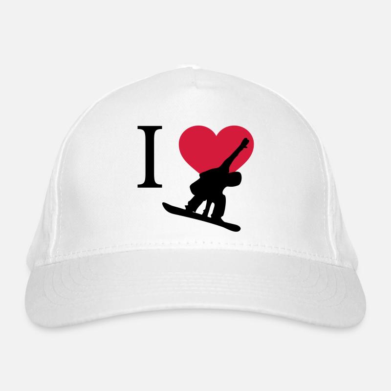I Love Snowboarding Bio-Baseballkappe