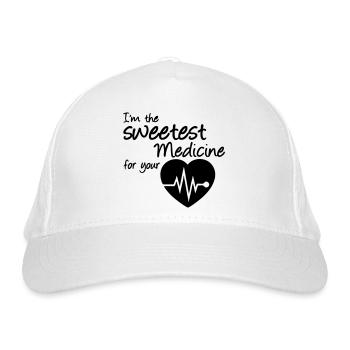 Sweetest Medicine Medizin Arzt Geschenk Spruch - Bio-Baseballkappe - Weiß - Vorne
