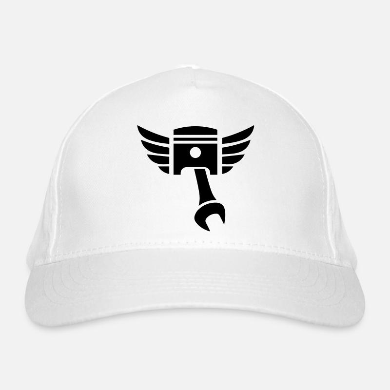 Piston key emblem with wings - Organic Baseball Cap - white