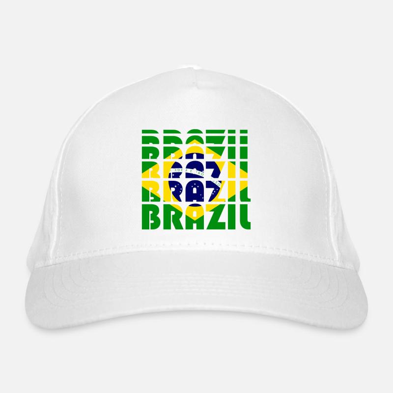 Brazil Flags Grid Pattern Organic Baseball Cap