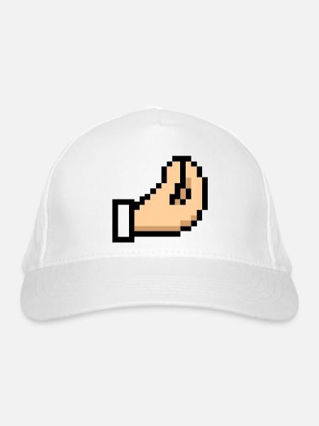 Pixel Hand Cursor Design Italia - Bio-Baseballkappe - Weiß