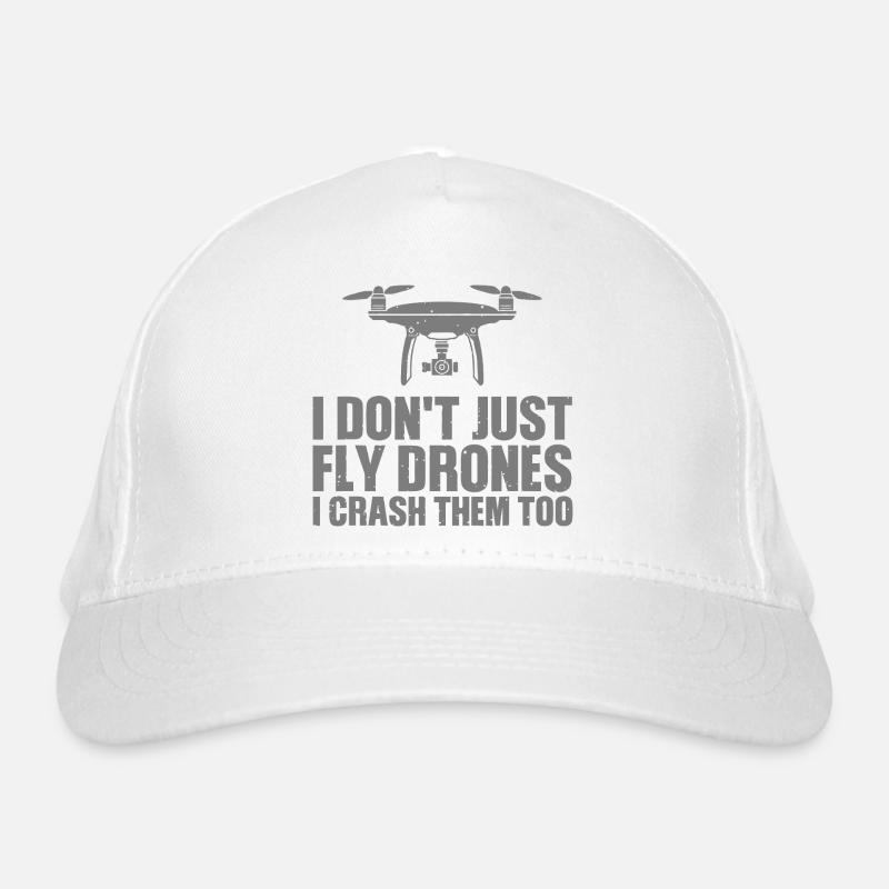 Drone with Humorous Crash Message Organic Baseball Cap