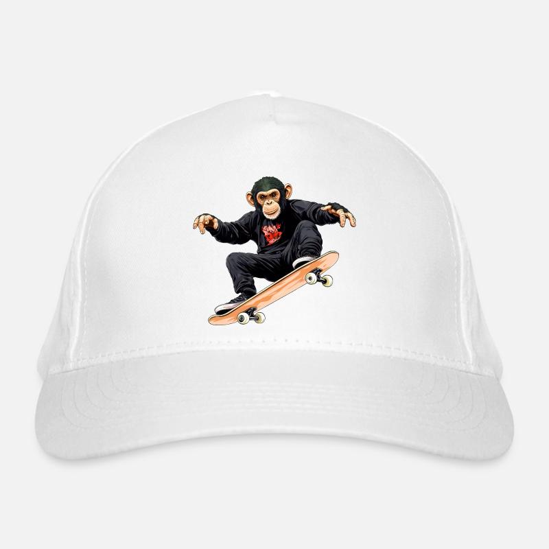 Monkey Skateboard Organic Baseball Cap