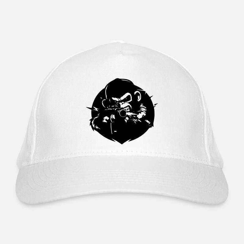 Monkey with Rifle Organic Baseball Cap