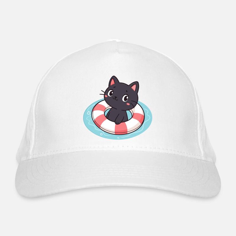 Kitten swimmer on buoy Organic Baseball Cap