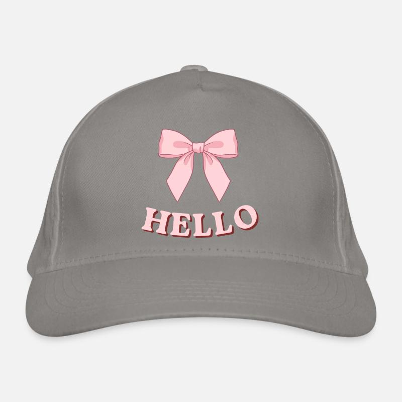 Pinkes Hello mit Schleifenband Bio-Baseballkappe