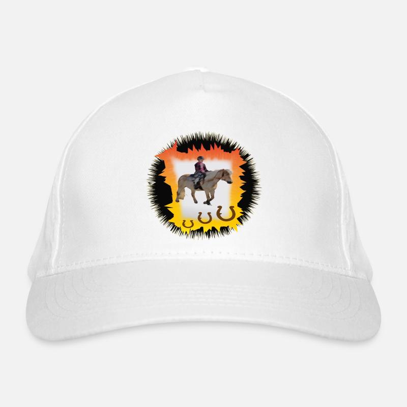 Sonnenfeuer Pferderitt - Bio-Baseballkappe - Weiß