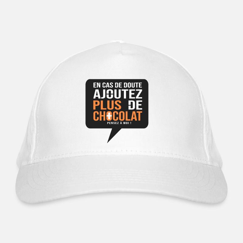 sticker Humour Plus de Chocolat - Casquette classique bio - blanc