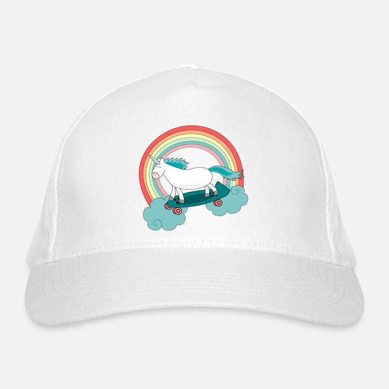 Einhorn Skateboard Longboard Regenbogen Bio-Baseballkappe