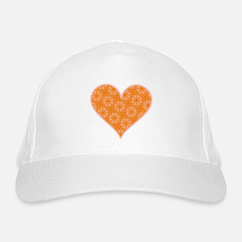 Heart orange pink Organic Baseball Cap