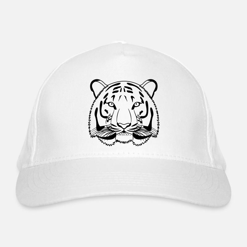 Tiger head - outline dark Organic Baseball Cap