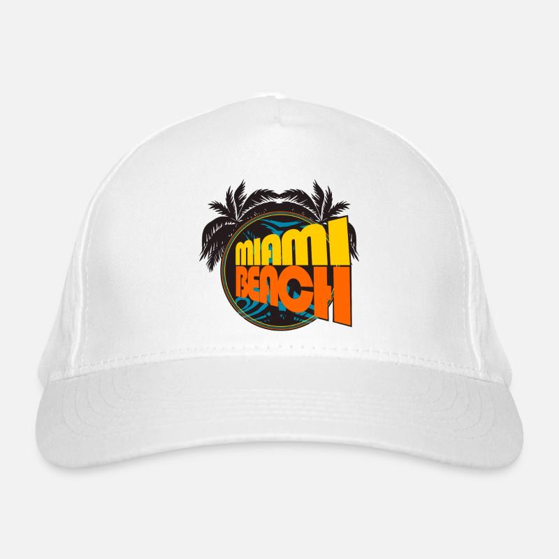 Miami Beach Retro Palms Organic Baseball Cap