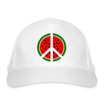 Wassermelone peace symbol - Bio-Baseballkappe - Weiß - Vorne