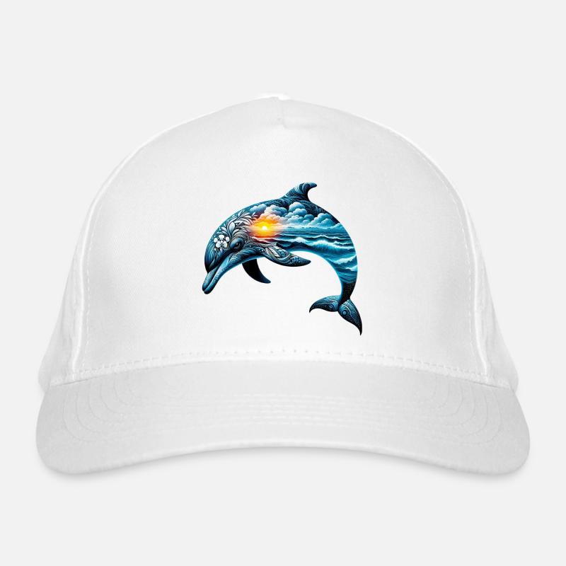 Dekorierter Delfin mit einer Meereslandschaft Bio-Baseballkappe