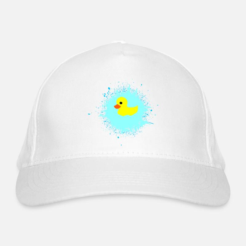 Yellow Duck on Blue Splash Organic Baseball Cap