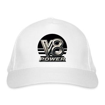 V8-Leistung - Bio-Baseballkappe - Weiß - Vorne