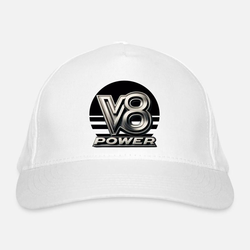V8-Leistung - Bio-Baseballkappe - Weiß