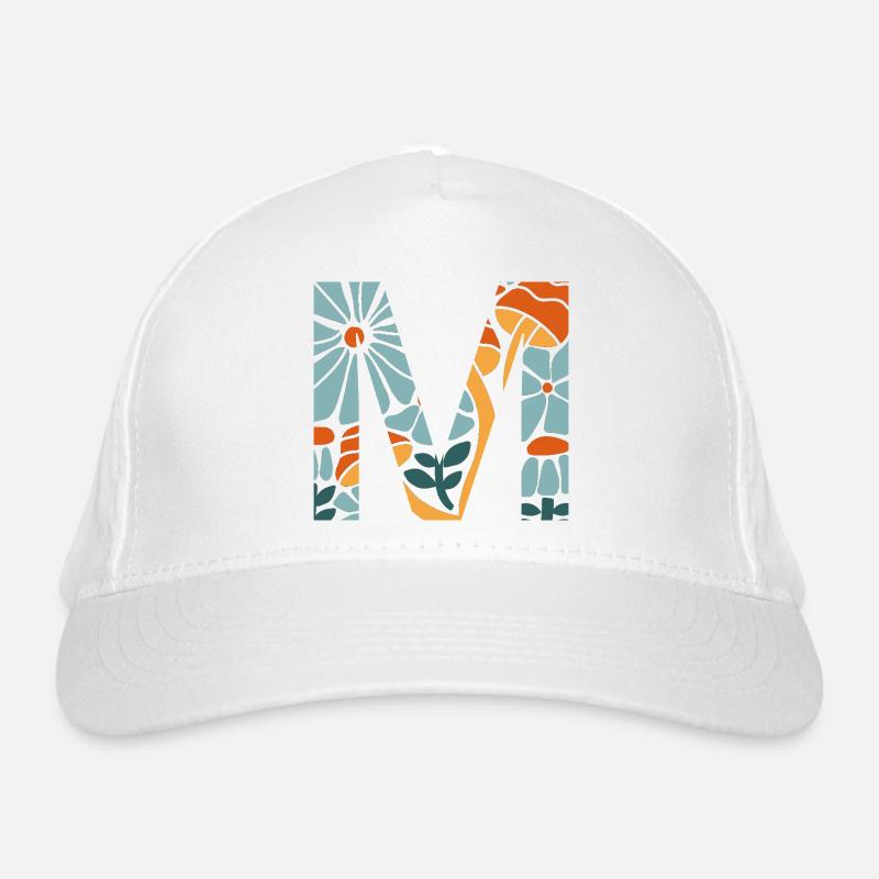 Buchstabe m Blumen groovy Geschenkidee Bio-Baseballkappe