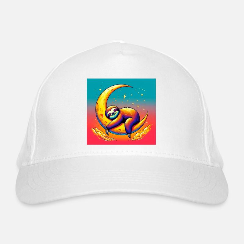 Sloth sleeps on the Moon Organic Baseball Cap