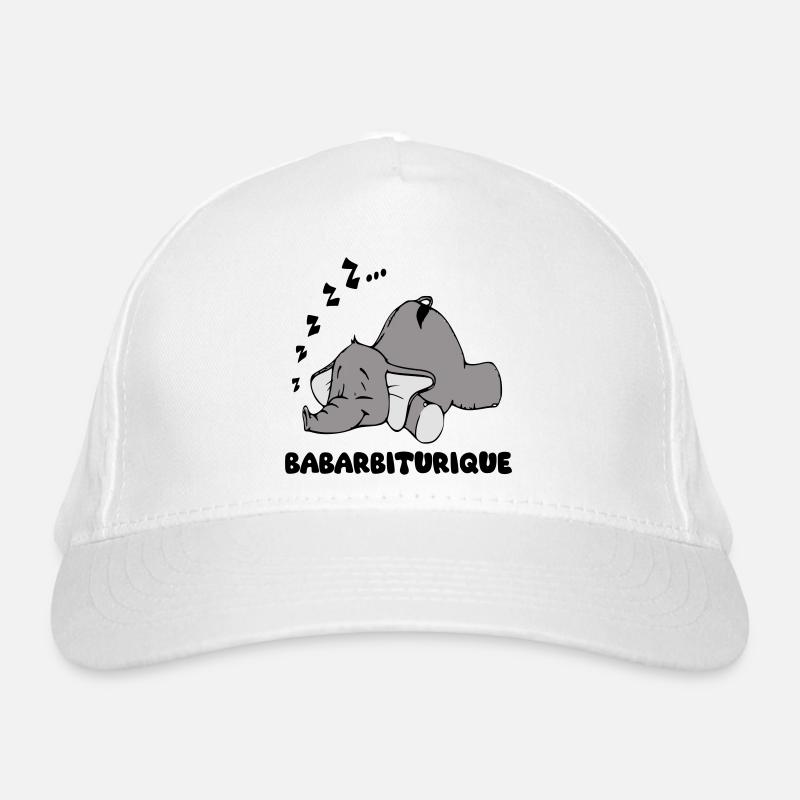 Schlafender Elefant mit dem Titel Babarbituric Bio-Baseballkappe