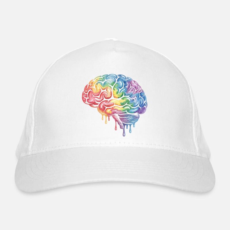 Rainbow Brain Gradient Print Design Organic Baseball Cap