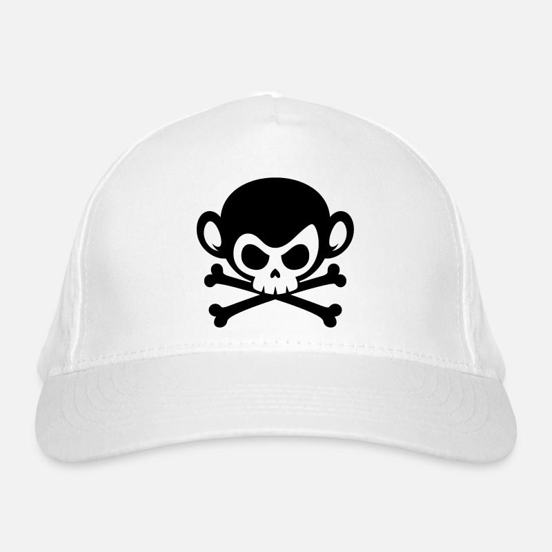 Skull monkey with crossed bones Organic Baseball Cap