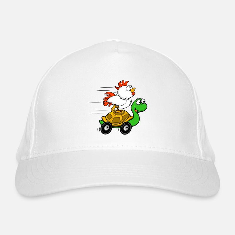 Chickens on Turtle Wagon Organic Baseball Cap
